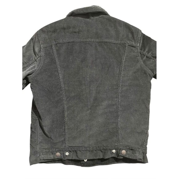 Levis Premium Trucker Jacket Corduroy Sherpa Lined Black Sz Small Big E Tab Snap - Picture 5 of 5